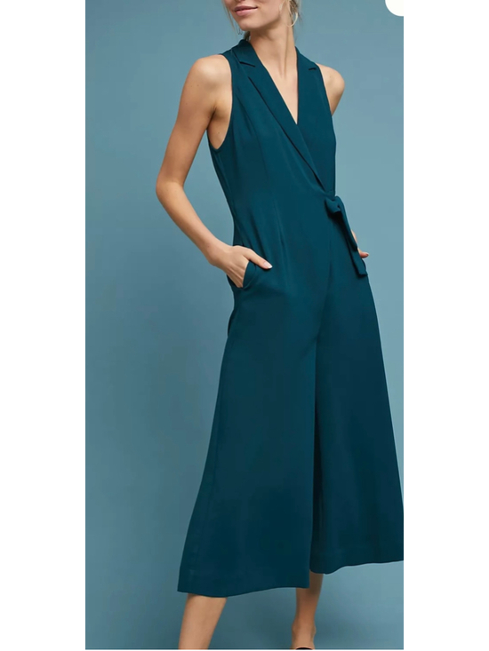 Maeve Pants - Anthropologie Maeve Seymour Tie-Waist Jumpsuit Deep Teal Size 6